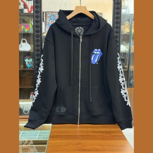 chrome hearts x rolling stones zip up hoodie